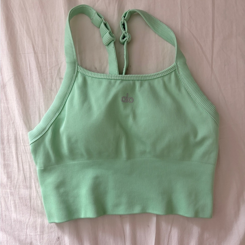 ALO Yoga Seamless Ribbed Favorite Bra Tank in Spearmint
